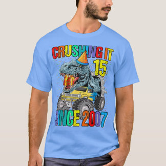 15 Zerschlagung seit 2007 Monster Truck Dinosaurie T-Shirt