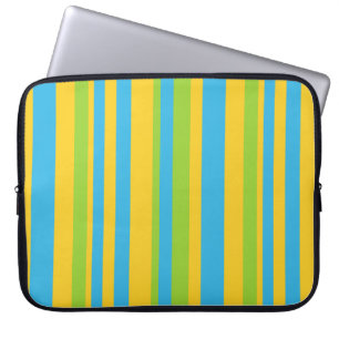 15-Zoll-Laptop-Sieb: Blau, Gelb, grüne Streifen Laptopschutzhülle