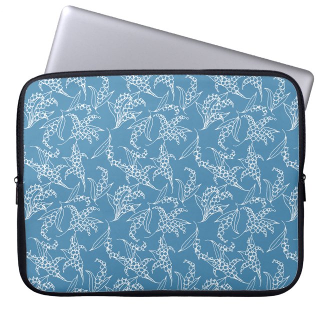 15-Zoll-Laptop-Sieb: Lilies-of-the-Valley, blau Laptopschutzhülle (Vorderseite)