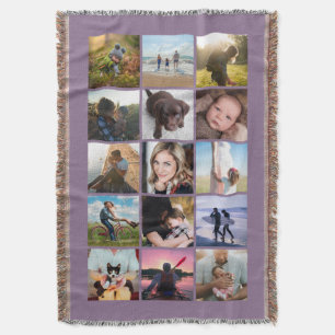 15er Foto-Collage-Andenken Lavendel Decke