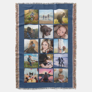 15er Quadrat-Fotocollage-Andenken Blau Decke