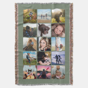 15er Quadrat-Fotocollage-Andenken Salbei Decke