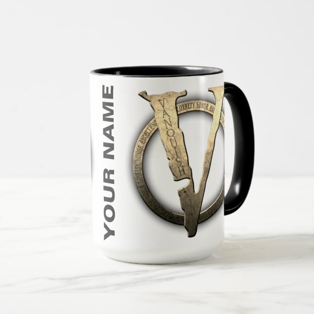 15oz CUSTOM "V" w/Name Kaffee Tasse (VorderseiteRechts)