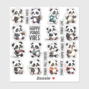 15pcs Panda Serie für Tagebuch, Scrapbook Stickers Aufkleber