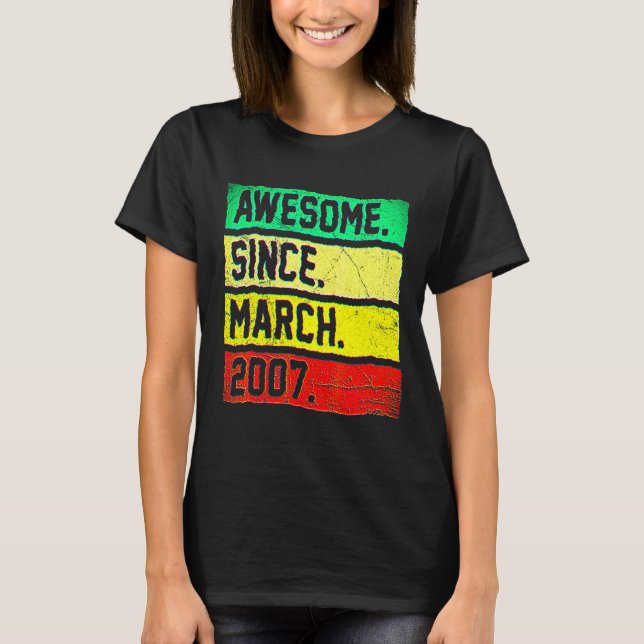 15th Birthday  15 Years Old Awesome Since March 20 T-Shirt (Vorderseite)