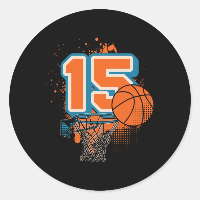 15th Birthday Boy Sketll Player Sketll 15 Years Ol Runder Aufkleber (Vorderseite)