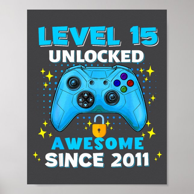 15th Birthday For Boys 15 Years Birthday Kids  Poster (Vorne)