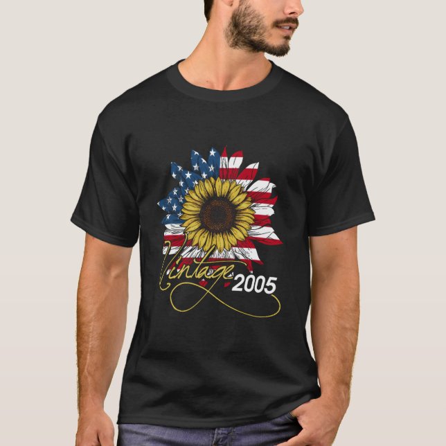 15Th Born In 2005 American Flag T-Shirt (Vorderseite)