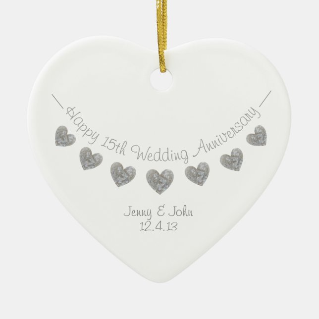 15th Crystal Wedding anniversary heart ornament (Vorne)
