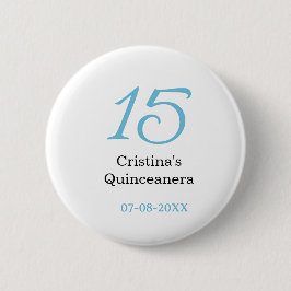 15th quinceanera birthday blue black bold letter n button