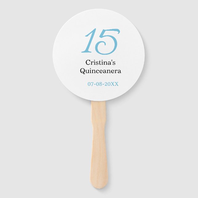 15th quinceanera birthday blue black bold letter n fächer (Vorderseite)