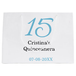 15th quinceanera birthday blue black bold letter n große geschenktüte