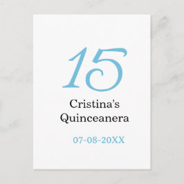 15th quinceanera birthday blue black bold letter n postkarte