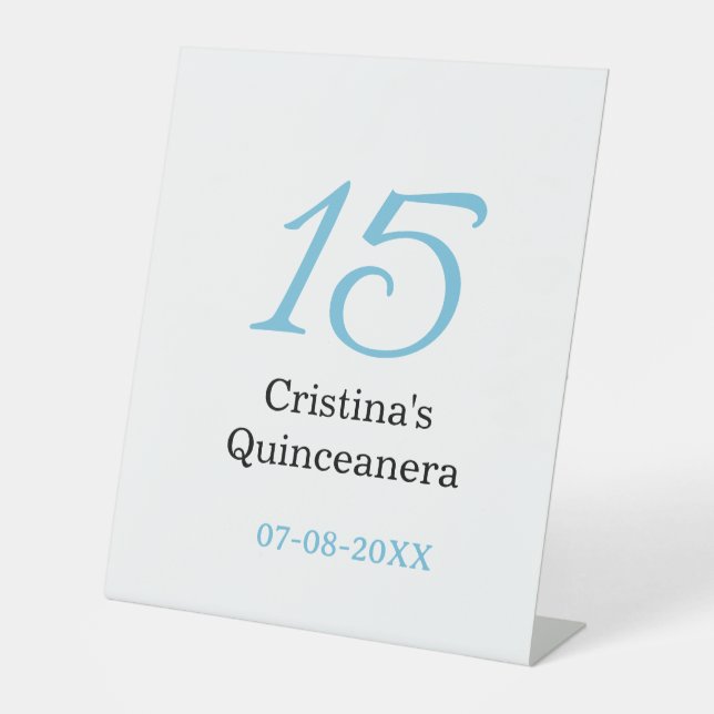 15th quinceanera birthday blue black bold letter n sockelschild (Vorderseite)