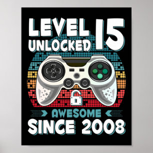 15yr Bday Son Boy Funny Gamer 15. 15. Poster