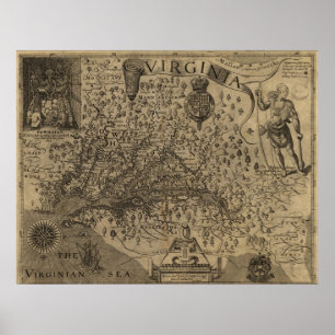 1606 Karte von Virginia Poster