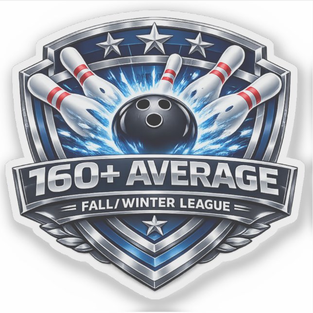 160+ Bowling Durchschnitt | Herbst-/Winter-Liga Aufkleber (Vorderseite)