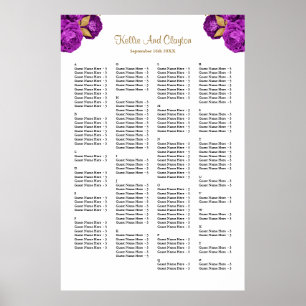 160 Hochzeitskarten für Lila und goldene Blumen Poster