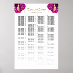 160 Rosa und Gold Blumenstempel Poster