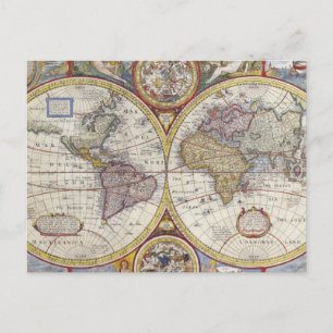 1626 Vintage Weltkarte Postkarte
