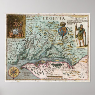 1627 Virginia Karte Poster