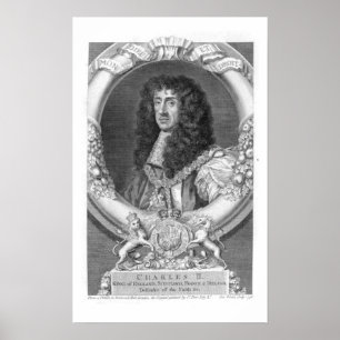 (1630-85) König Charles-II Großbritannien und Zorn Poster