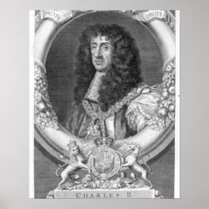(1630-85) König Charles-II Großbritannien und Zorn Poster