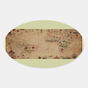 1633 Atlantik Portolan Chart - Pascoal Roiz Ovaler Aufkleber