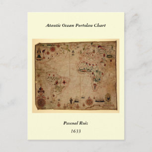 1633 Atlantik Portolan Chart - Pascoal Roiz Postkarte