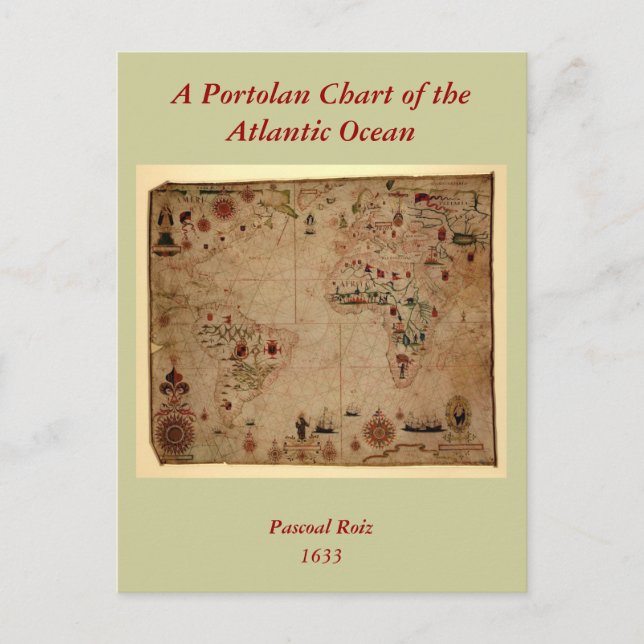 1633 Atlantik Portolan Chart - Pascoal Roiz Postkarte (Vorderseite)