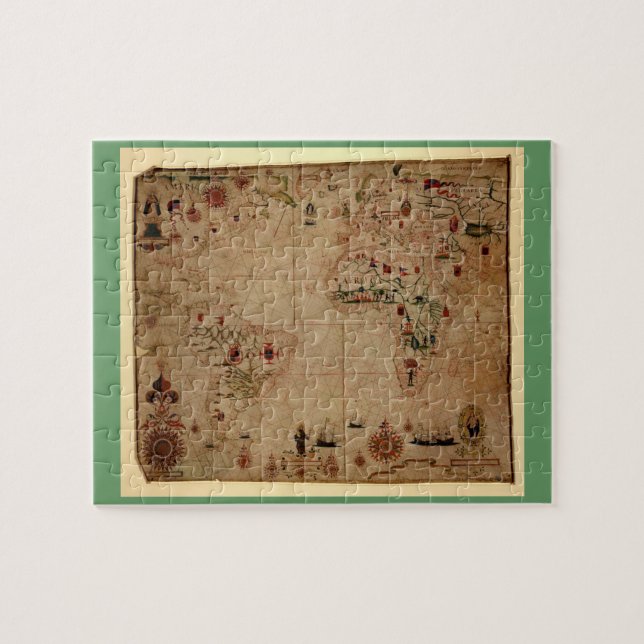 1633 Atlantik Portolan Chart - Pascoal Roiz Puzzle (Horizontal)
