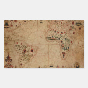 1633 Atlantik Portolan Chart - Pascoal Roiz Rechteckiger Aufkleber