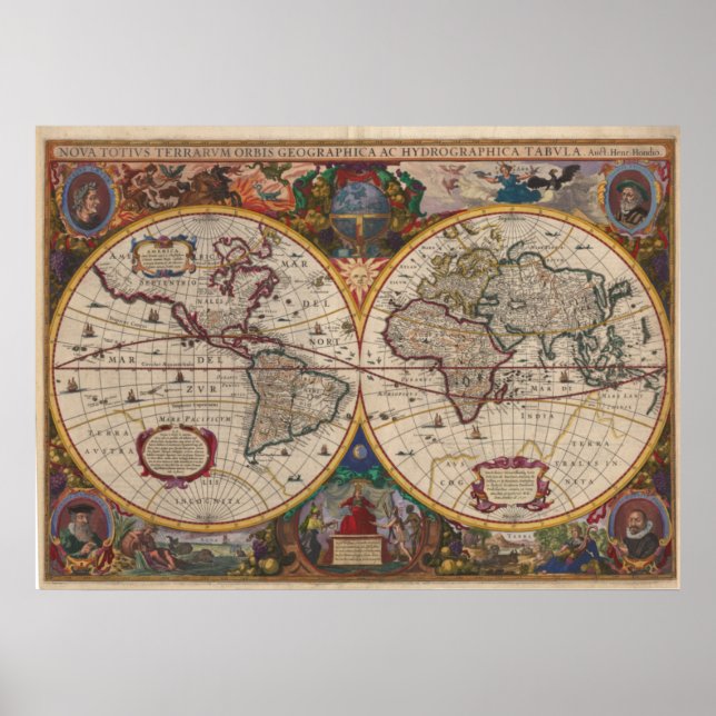 1633 Nova Totius Terrarum Orbis Geographica Poster (Vorne)