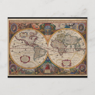 1633 Nova Totius Terrarum Orbis Geographica Postkarte