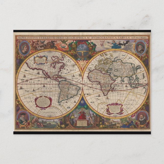 1633 Nova Totius Terrarum Orbis Geographica Postkarte (Vorderseite)