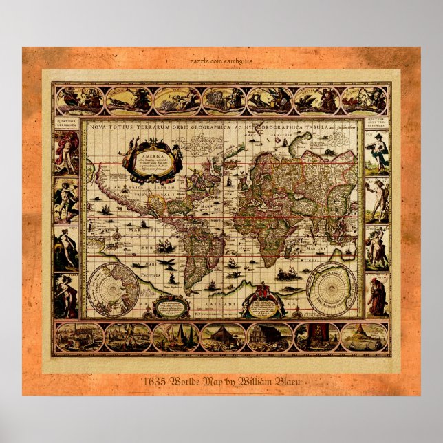 1635 Old World Map Poster (Vorne)