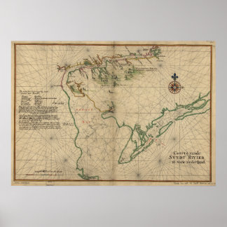 1639 Karte Delaware Bay & Delaware River Poster