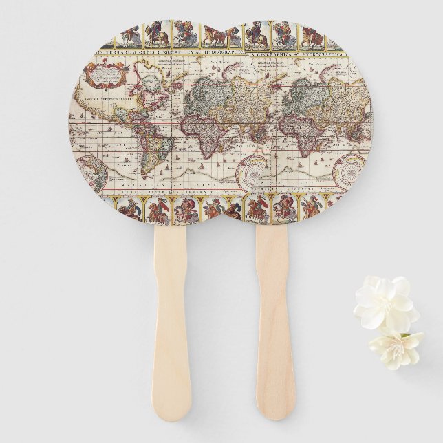 1652 Karte der Welt, Doncker Sea Atlas Weltkarte Fächer (Vorne und Hinten)