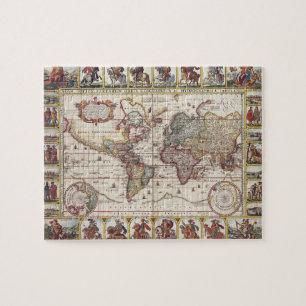1652 Weltkarte, Doncker Seeatlas Weltkarte Puzzle
