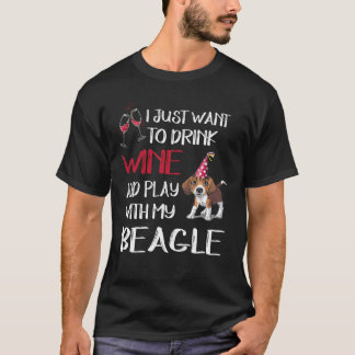 166 Wein trinken und mit meinem Beagle spielen T-Shirt