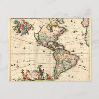 1670 America Map Postcard Postkarte