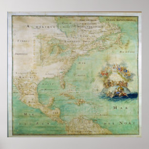 1681 Map of Early America von Claude Abbot Bernou Poster