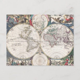 1685 Bormeester Map of the World Postkarte