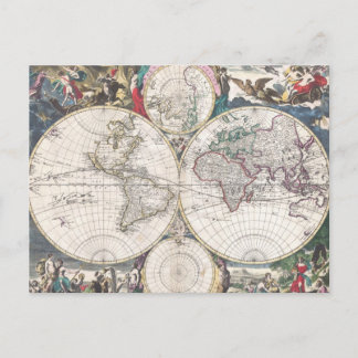 1685 Bormeester Map of the World Postkarte