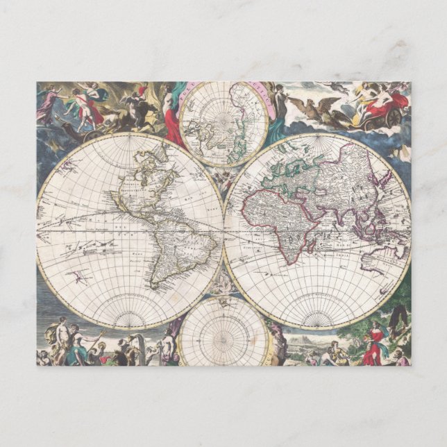 1685 Bormeester Map of the World Postkarte (Vorderseite)