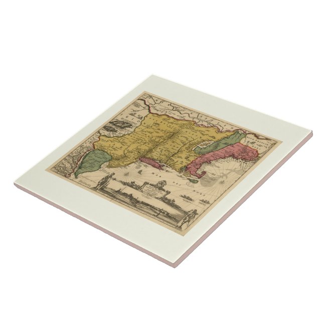 1685 Map - New Belgium, The New World, New England Fliese (Seite)