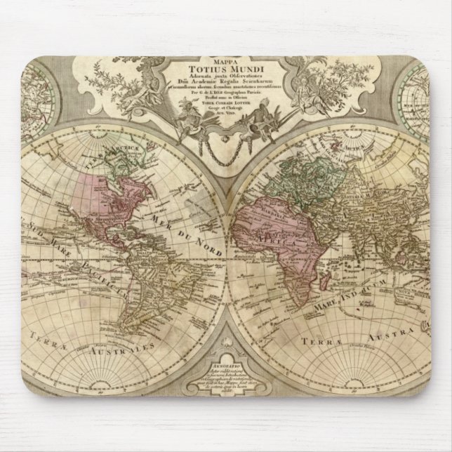 1690 Guillaume Alte Weltkarte Mousepad (Vorne)