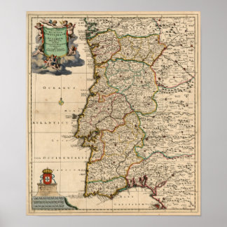 1690 Karte Portugals Poster