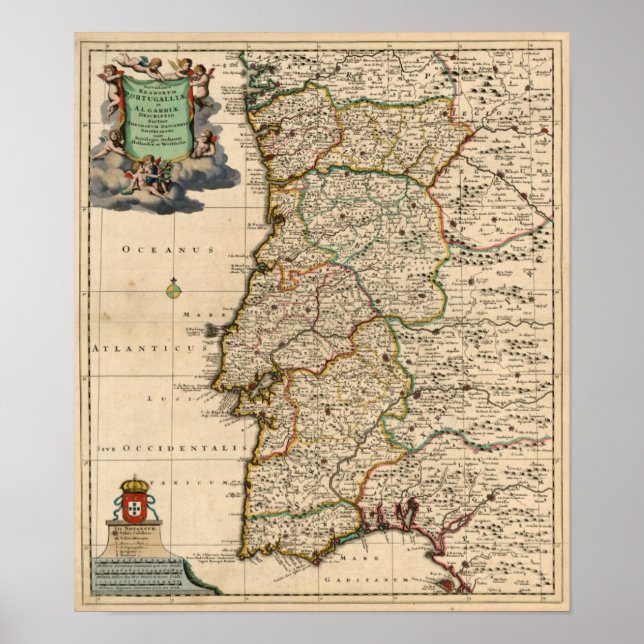 1690 Karte Portugals Poster (Vorne)
