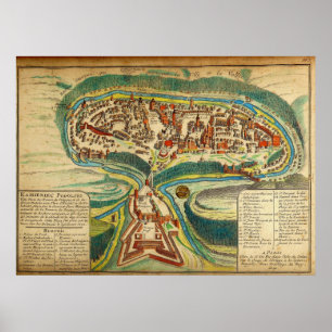 1691 Französische Karte der Stadt Kamianets Podils Poster